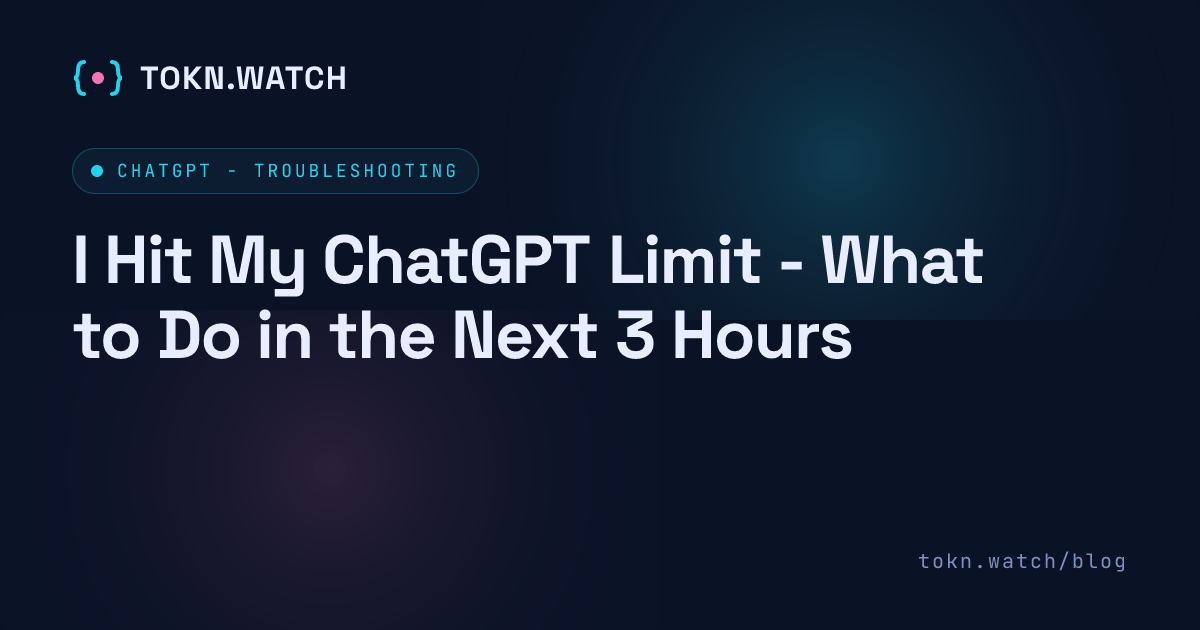 I hit my ChatGPT limit - the recovery plan: read the error message to find your real reset time, leave your conversation open because nothing is deleted, decide between waiting, switching models, or moving to another provider, and install a usage meter so the next cap shows up in your peripheral vision instead of mid-sentence.