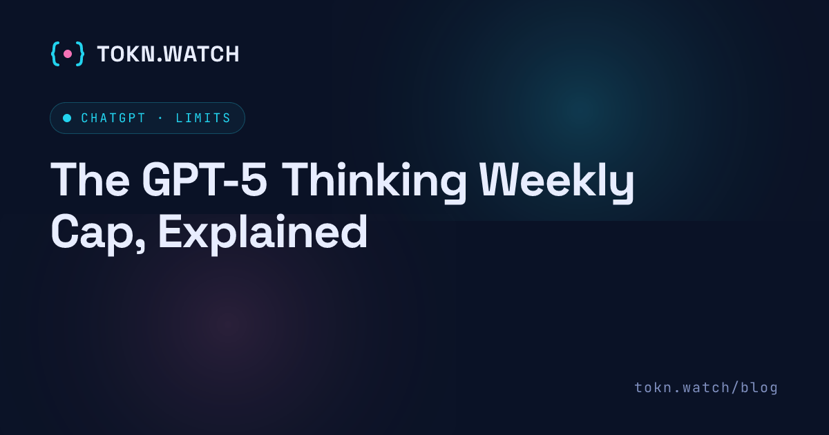The GPT-5 Thinking weekly cap explained: roughly 3,000 manually-selected Thinking messages per rolling 7-day window on ChatGPT Plus, a separate pool from the 3-hour default message cap, with no running counter until you hit it.