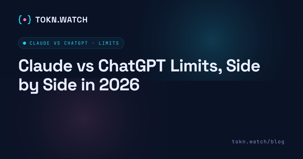 Claude vs ChatGPT usage limits compared side by side in 2026: Claude's 5-hour session + weekly all-models + Fable weekly meter versus ChatGPT's rolling 3-hour Plus window + weekly Thinking cap + Pro fair-use. The transparency gap is the moat.